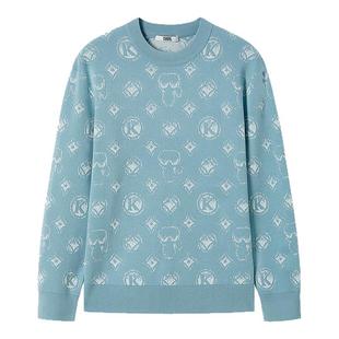 KARL LAGERFELD【100%绵羊毛】软糯提花羊毛衫毛衣男25秋新款卡尔