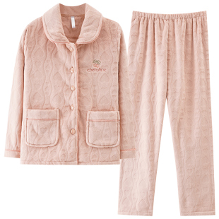 芬腾可安法兰绒保暖睡衣女冬季加厚加绒珊瑚绒2025新款家居服秋冬