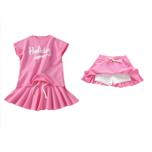 女童运动套装夏季纯棉时尚中大儿童演出服母女亲子姐妹装洋气套裙