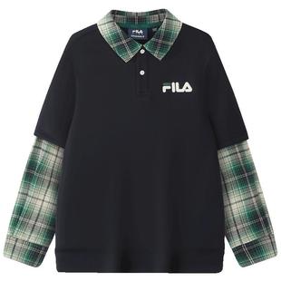 FILA KIDS斐乐童装男大童卫衣2026春季新款儿童加绒翻领套头上衣