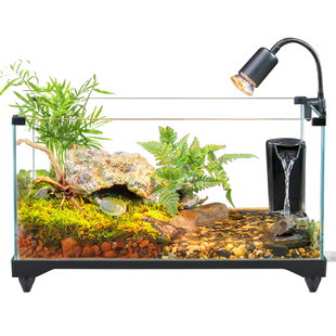 乌龟饲养缸带晒台超白玻璃造景安缘生态养龟专用缸豪华半水龟鱼缸