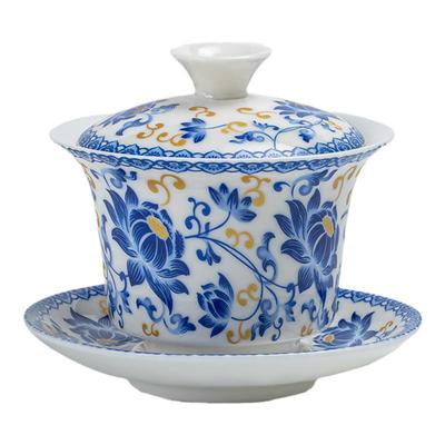 羊脂玉白瓷盖碗清洗简易悬停旋转