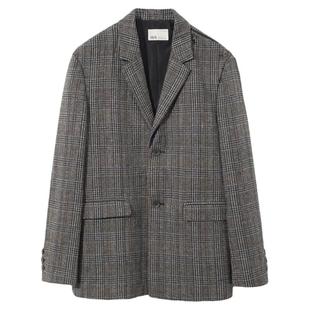 流石男装秋装时尚高端格子西装外套男士秋冬季新款设计感羊毛西服