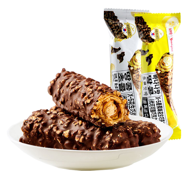 来伊份亚米X-5花生巧克力棒500g进口夹心抗饿酥脆休闲零食来一份