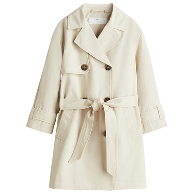 HM童装儿童女童外套冬季时尚平驳领双排扣长袖风衣1276206