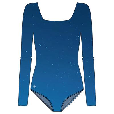 TOSWIM女夏泳衣长袖连体泳衣防晒圆领遮肉显瘦保守性感露背海边