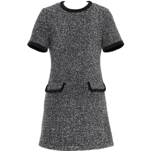 【商场同款】玛丝菲尔礼服冬季新款银色时尚半袖晚装连衣裙