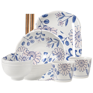 川岛屋中式碗碟餐具套装家用釉下彩碗具碗盘礼盒搬家乔迁新居礼物