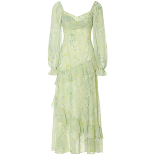 从那以后法式连衣裙荷叶边碎花裙设计感长裙荡领裙子高级感穿搭女