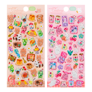 儿童闪亮立体动物滴胶水晶贴纸女孩小清新手账日记水杯装饰粘贴画