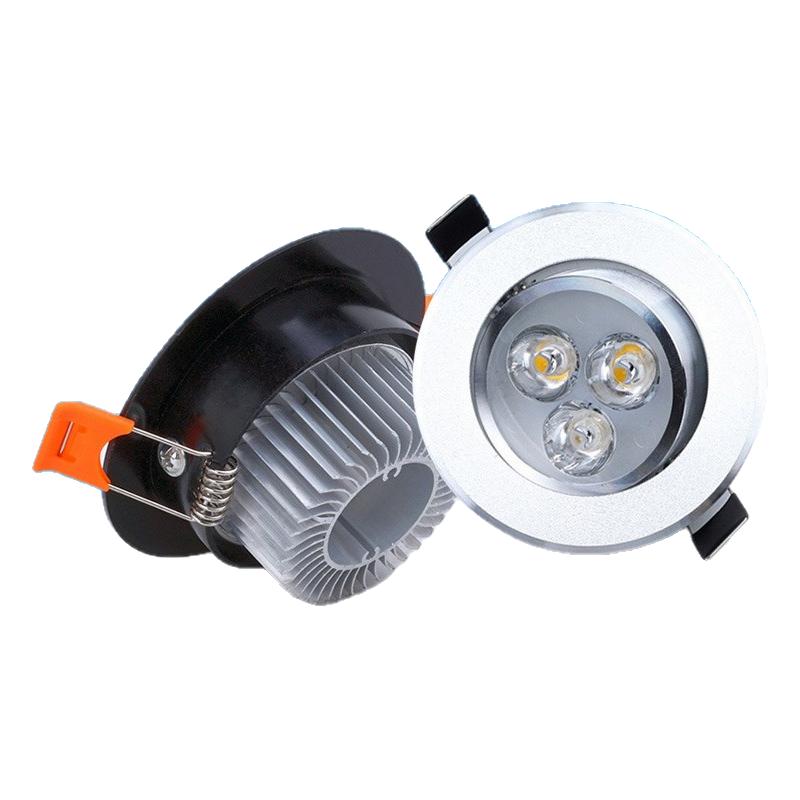 七彩变光射灯led黑色天花灯3W嵌入式7.5公分6.5cm70 75mm红蓝黄光