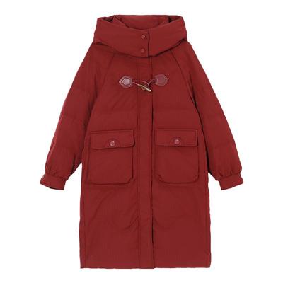 帽可拆中长款过膝羽绒棉服女加厚