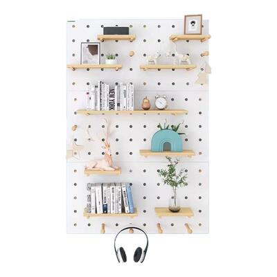 洞洞板配件实木墙上置物架装饰架