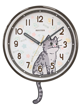 日本丽声静音扫描小猫摇摆挂钟
