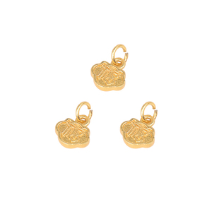 18k包金高端沙金配件保色不掉色手工diy福字金锁吊坠手串手链挂坠