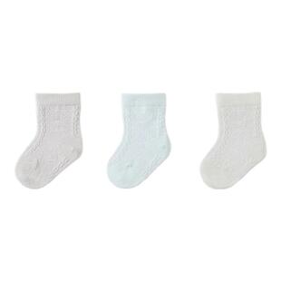 童泰婴儿袜子儿童提花中筒袜男童女童无骨袜头宽口袜透气网眼袜