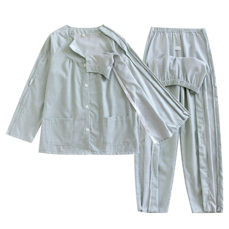 色织薄棉布拉链护理服上衣裤子