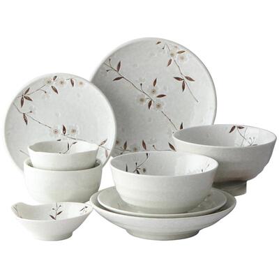 日本进口美浓烧白雪樱陶瓷餐具