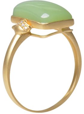 凤飞凰和田碧玉18K金镶戒指