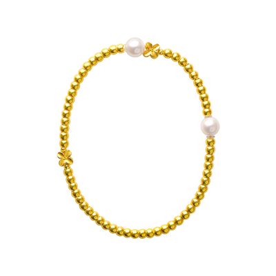 觉人黄金转运珠18K桂花珍珠手串