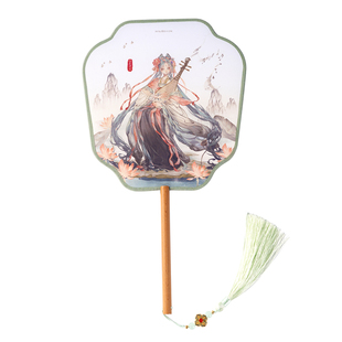 moeyu初音未来水墨丹青系列长柄团扇新中式古风扇子miku收藏周边