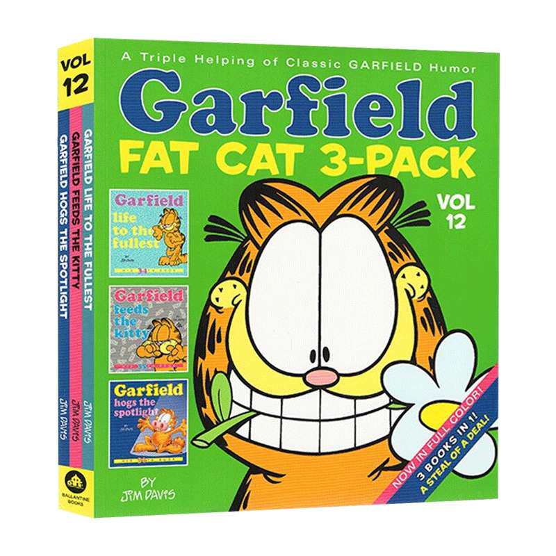 英文原版 Garfield Fat Cat 3-Pack #12 加菲猫漫画三合一合订本12 英文版 进口英语原版书籍