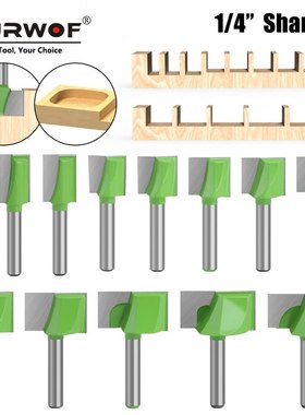1/4柄绿色清底刀13件套铣底倒边台面铣底刀修边机刀头木工机床铣
