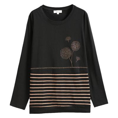 妈妈纯棉长袖T恤女条纹上衣