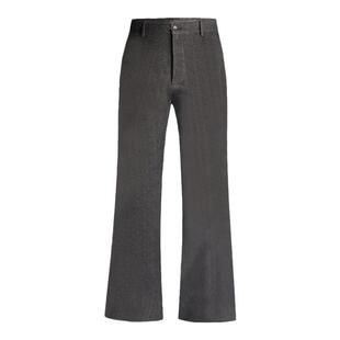 秋冬季毛呢喇叭裤男式人字条纹休闲阔脚长裤垂感弹力微喇男装西裤