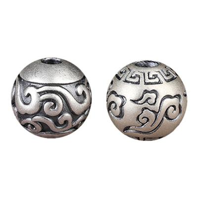 S999银六字箴言如意回纹散珠手串