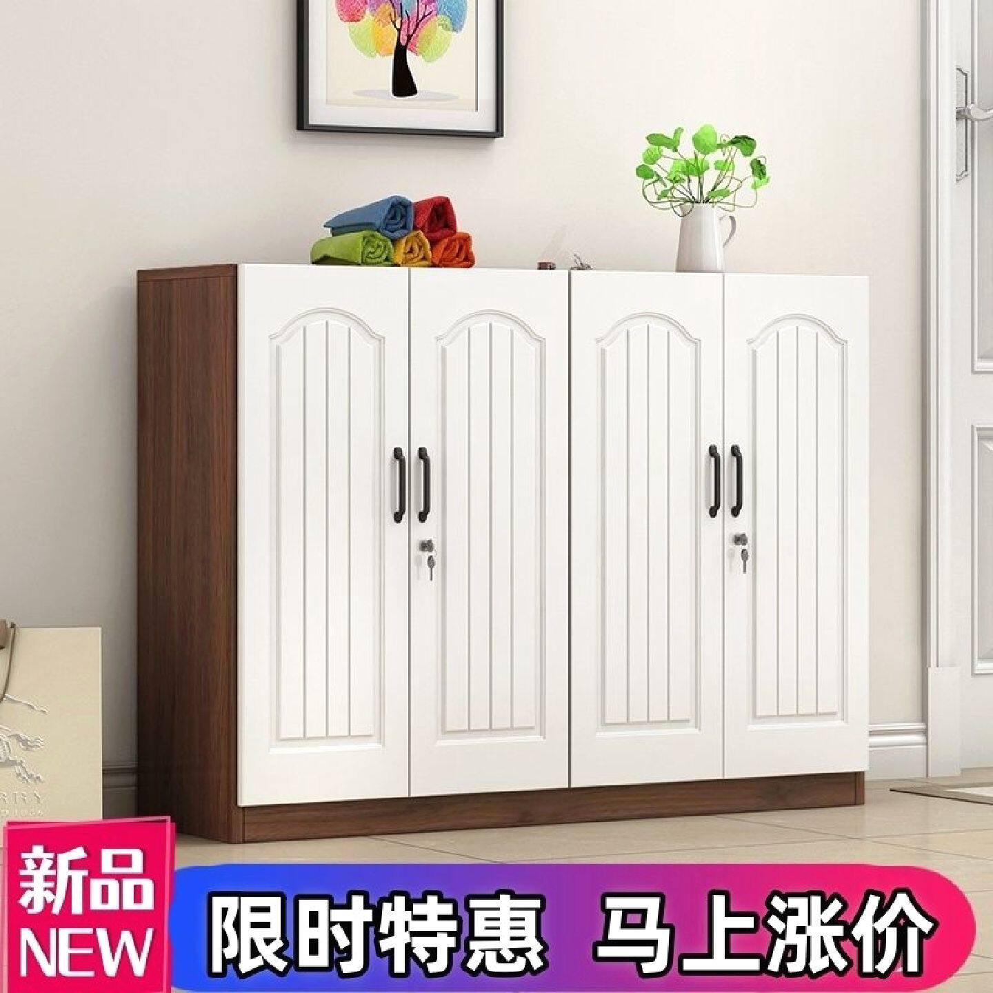 欧式带锁鞋柜家用门口大容量木鞋架走道电梯旁户外走廊过道省空间