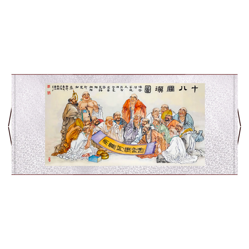中式挂画十八罗汉画像护持正法十八位人物国画挂画玄关墙壁装饰画