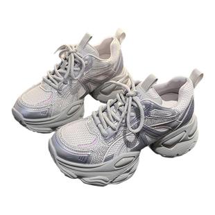 星期六老爹鞋女2025新款夏季网面透气厚底增高休闲运动鞋女款鞋子