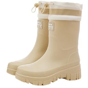 韩国热售雨靴女款防水防滑水鞋软底耐磨胶鞋水靴雨鞋中筒加绒保暖