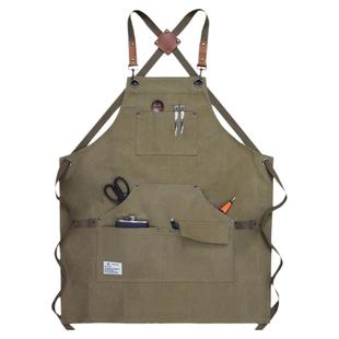 咖啡师围裙男士耐磨园艺定制画画理发师牛仔防水油画围裙工作服女