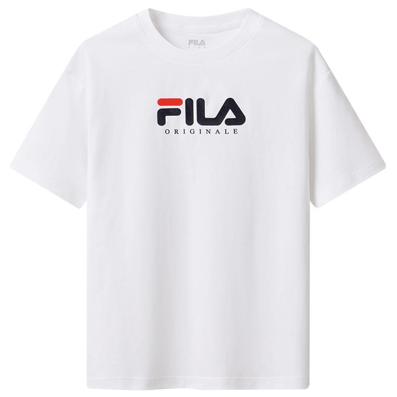 FILA KIDS斐乐童装男大童短袖T恤2024夏新款儿童透气干爽纯棉上衣