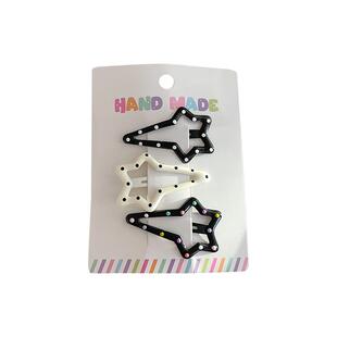 黑色波点发夹女新款前额刘海侧边夹儿童夹子头饰发卡可爱少女bb夹