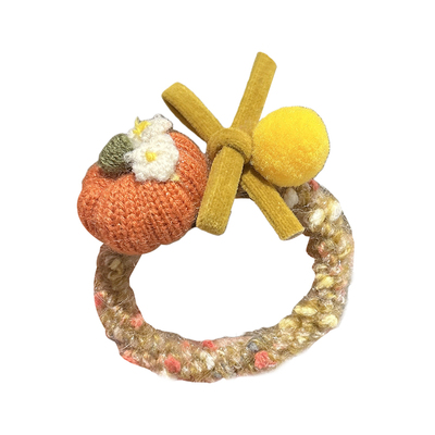 韩系毛绒南瓜蝴蝶结头绳发圈皮筋