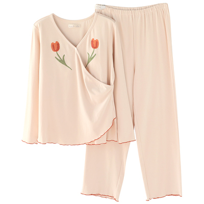 富朵 免穿文胸 春秋月子服产后哺乳打底内衣孕产妇秋衣睡衣家居服