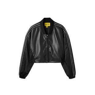 U/TI黑色美式皮夹克女百搭光泽感休闲潮短款外套尤缇时尚秋季新款