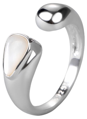 天然母贝月光戒指女轻奢小众设计