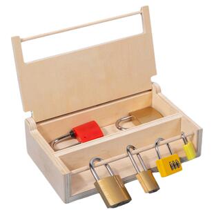 木制开锁箱益智玩具幼儿园3-6岁技能钥匙教具儿童蒙氏早教储物盒