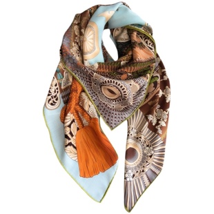 【武士盔甲】大气美丽的蒂夫尼蓝羊毛真丝大方巾秋冬丝绒围巾披肩