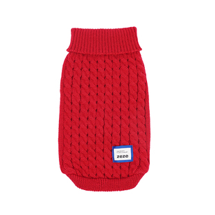 zeze狗狗衣服新年针织衫冬季保暖猫咪休闲红色秋冬毛衣小狗衣服