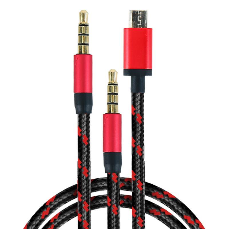 直播伴奏话筒K歌声卡主播3.5加长V8通用手机microusb连接音频线