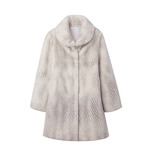 2025时尚欧美款式貂皮大衣女中长款天鹅绒水貂裘皮外套年轻妈妈装