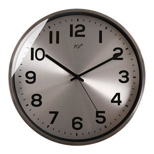 TQJ创意简约静音挂钟客厅家用不锈钢时钟挂墙时尚表卧室电波钟表