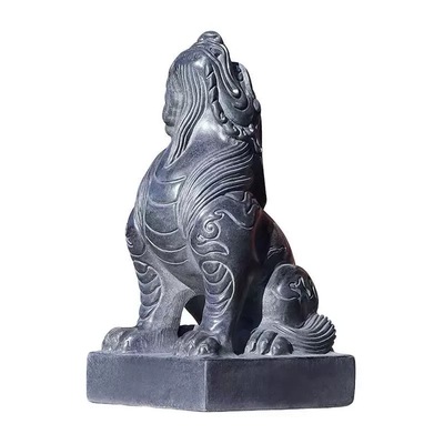 石雕青石望天吼摆件石头独角兽