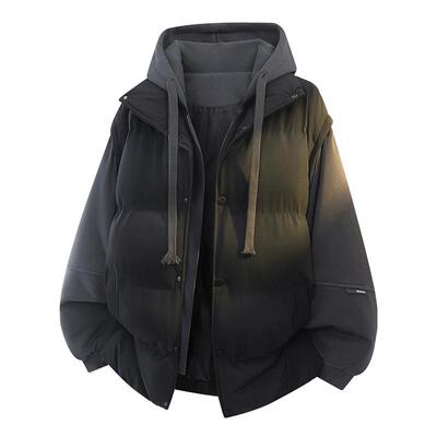 假两件棉服男秋冬季新款休闲开衫外套oversize美式大码潮牌棉袄子