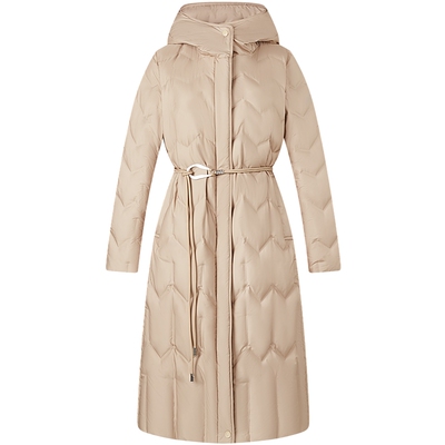 波司登长款商务连帽鹅绒羽绒服